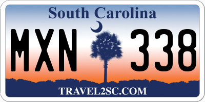 SC license plate MXN338
