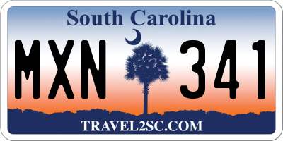 SC license plate MXN341