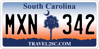 SC license plate MXN342