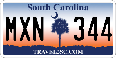 SC license plate MXN344