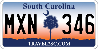 SC license plate MXN346