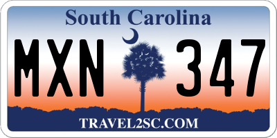 SC license plate MXN347