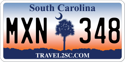 SC license plate MXN348
