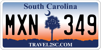 SC license plate MXN349