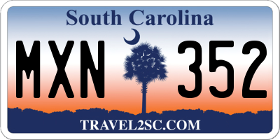 SC license plate MXN352