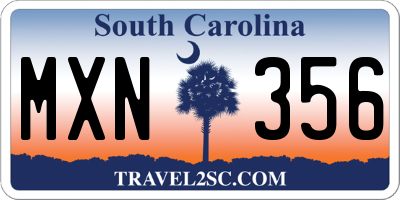 SC license plate MXN356