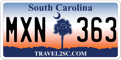 SC license plate MXN363