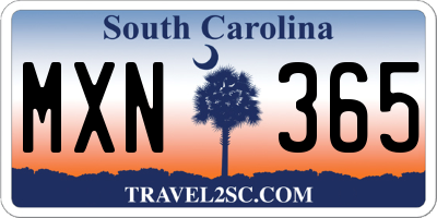 SC license plate MXN365