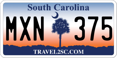 SC license plate MXN375