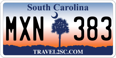 SC license plate MXN383