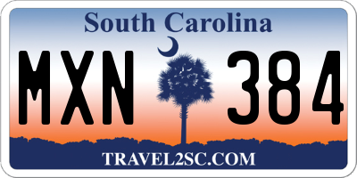 SC license plate MXN384