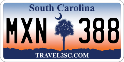 SC license plate MXN388