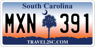 SC license plate MXN391