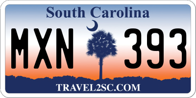 SC license plate MXN393