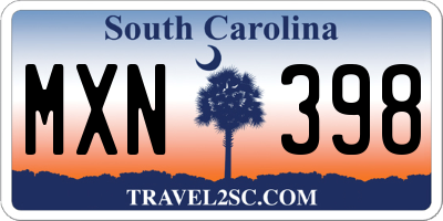 SC license plate MXN398