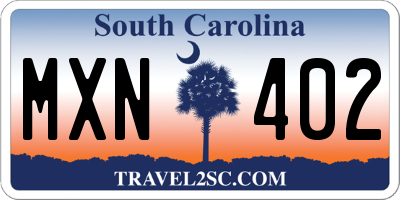 SC license plate MXN402