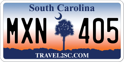 SC license plate MXN405