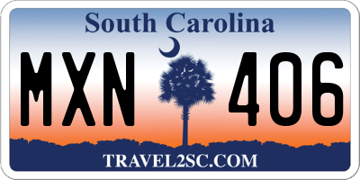 SC license plate MXN406