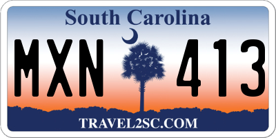 SC license plate MXN413