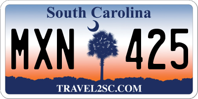 SC license plate MXN425