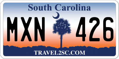SC license plate MXN426