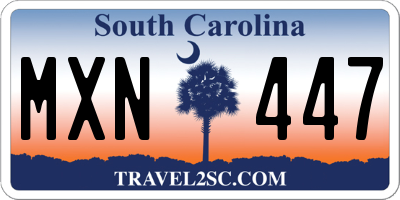 SC license plate MXN447