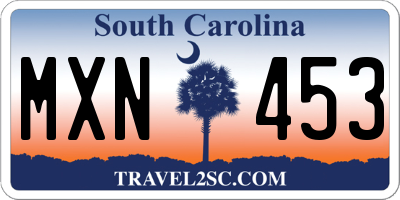 SC license plate MXN453