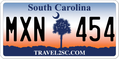 SC license plate MXN454