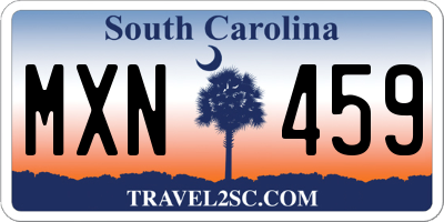 SC license plate MXN459