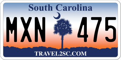 SC license plate MXN475