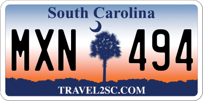 SC license plate MXN494