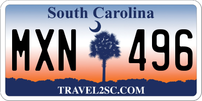 SC license plate MXN496