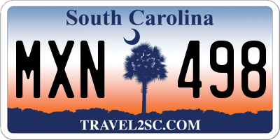 SC license plate MXN498