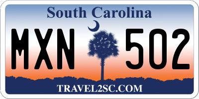 SC license plate MXN502