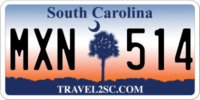 SC license plate MXN514