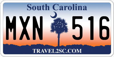 SC license plate MXN516