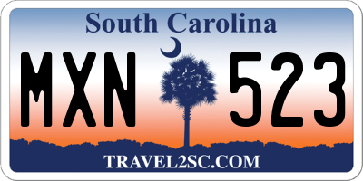 SC license plate MXN523