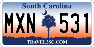 SC license plate MXN531