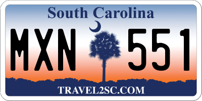 SC license plate MXN551