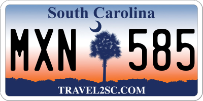 SC license plate MXN585