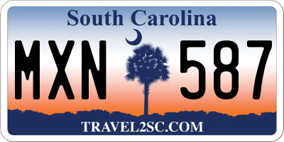 SC license plate MXN587