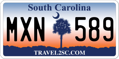 SC license plate MXN589