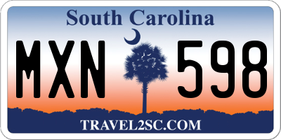 SC license plate MXN598