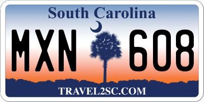 SC license plate MXN608