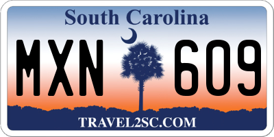 SC license plate MXN609