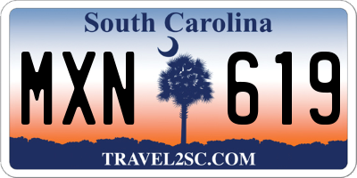 SC license plate MXN619