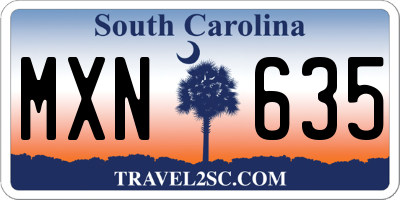 SC license plate MXN635