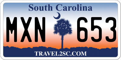 SC license plate MXN653