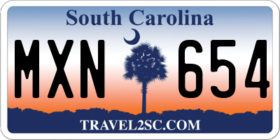 SC license plate MXN654