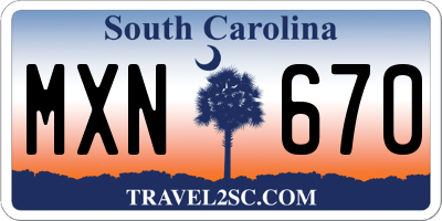 SC license plate MXN670